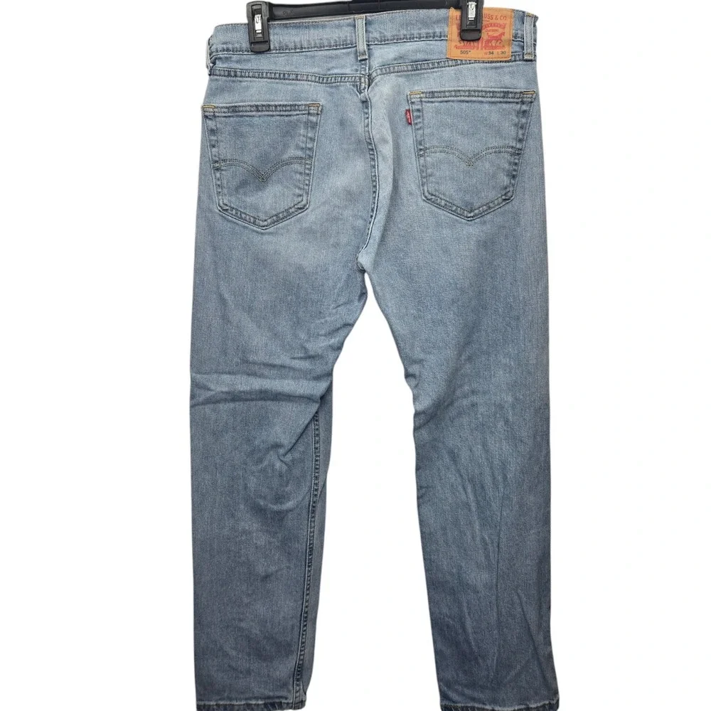 Levi's 505 Jeans 34x30 Regular Fit Blue Denim‎ Light Wash